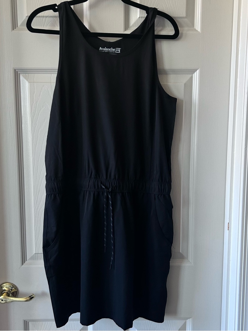 Avalanche Black Sleeveless Drawstring Mini Dress, Medium